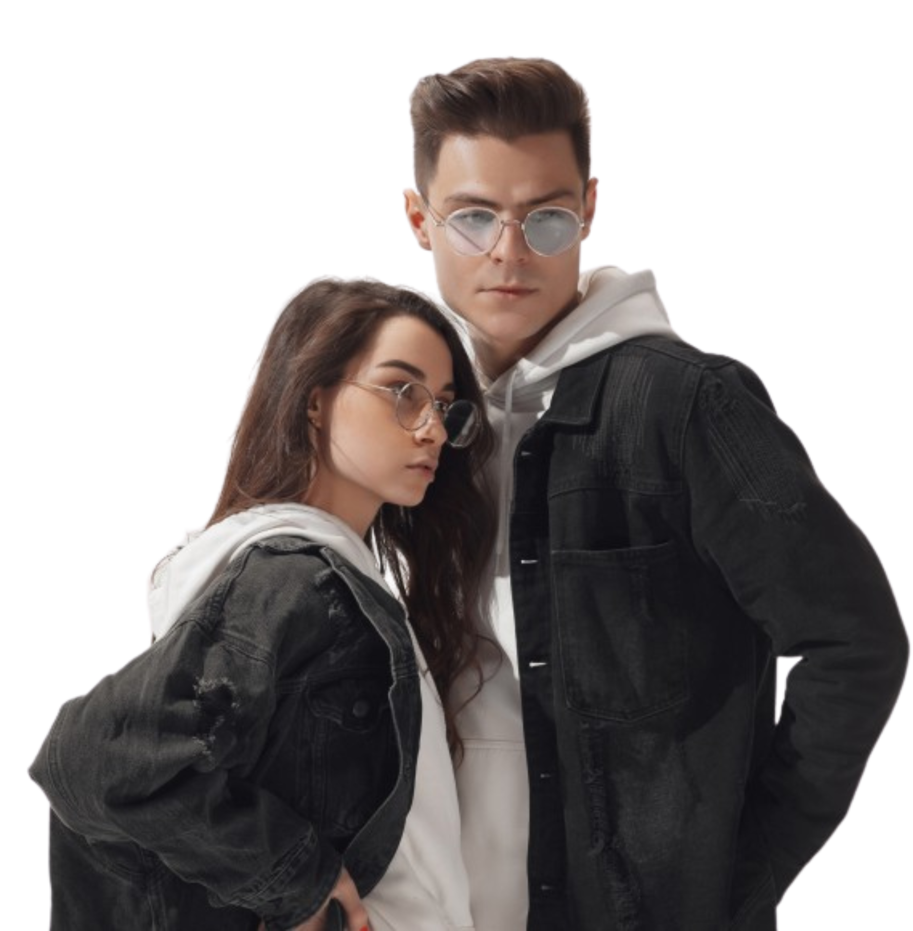 Fashion couple in hoodies